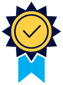 This image shows a badge with a checkmark, portraying verification and validation