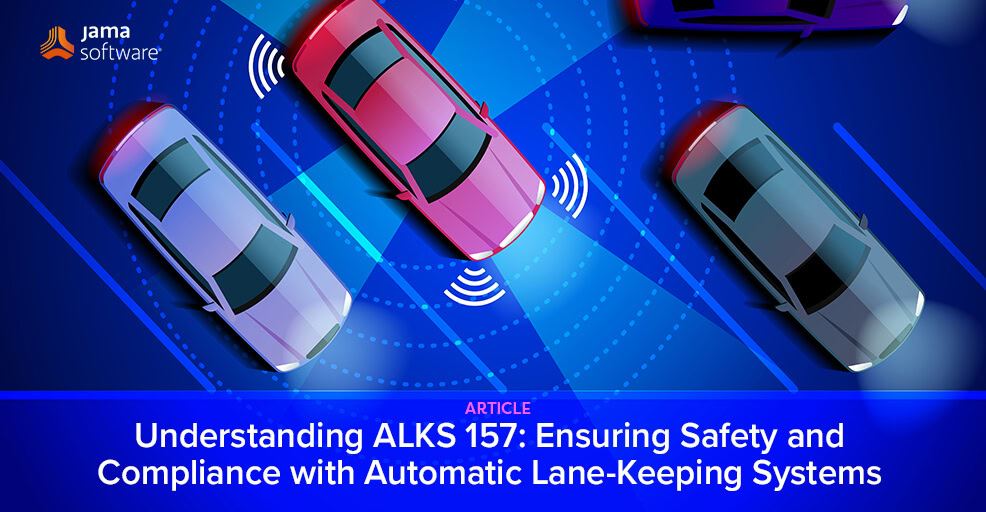 This image shows a car detecting other vehicles, depicting the technology available for lane keeping systems, which ALKS 157 helps keep safe. 