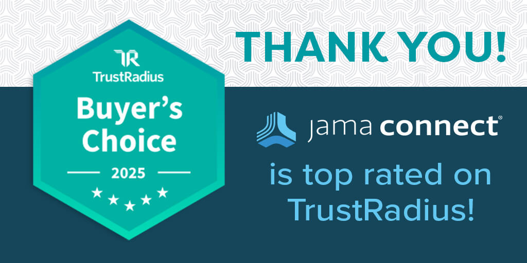 This image portrays the TrustRadius announcement of Jama Connect being awarded Buyer's Choice 2025.