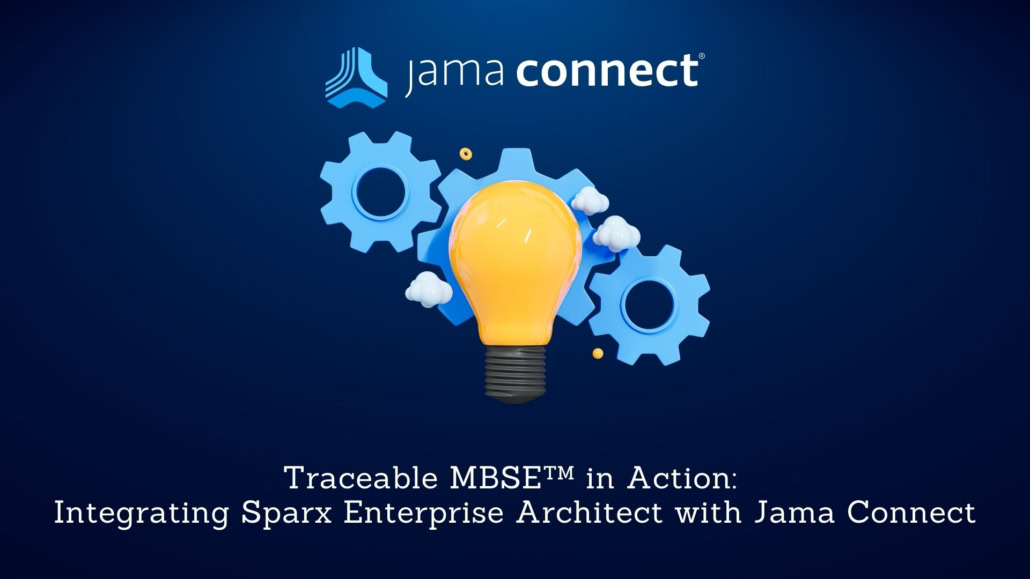 A lightbulb and gears showing the subject of this article as the Sparx Enterprise Architect Integration with Jama Connect.